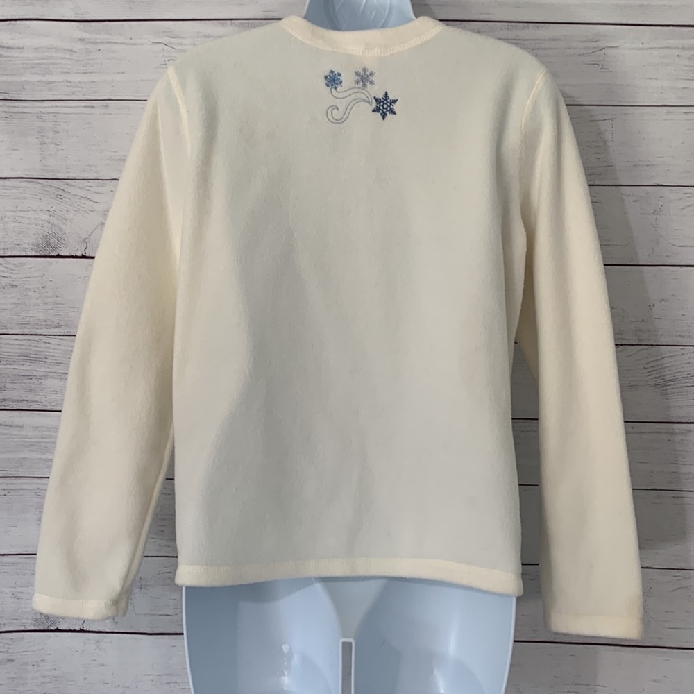 Euc Fashion Bug Snowman/Snowflake Button-Down Fle… - image 8